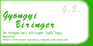 gyongyi biringer business card